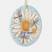 Dragonfly White Daisy Keramisch Ornament (Rechts)