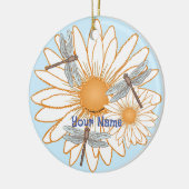 Dragonfly White Daisy Keramisch Ornament (Links)
