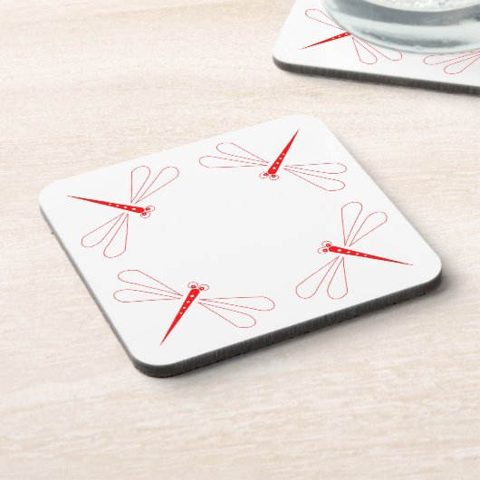 Dragonfly - White Hard Plastic onderzetters - set (Linkerzijde)