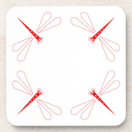 Dragonfly - White Hard Plastic onderzetters - set 