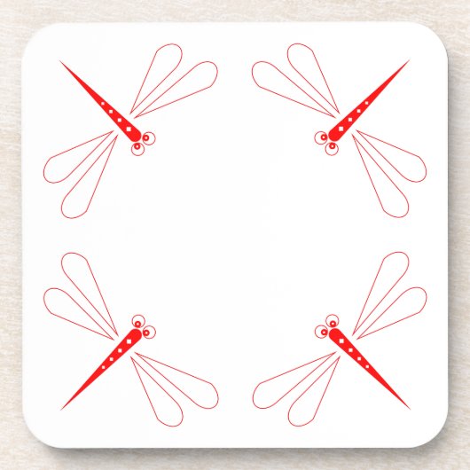 Dragonfly - White Hard Plastic onderzetters - set  (Voorkant)
