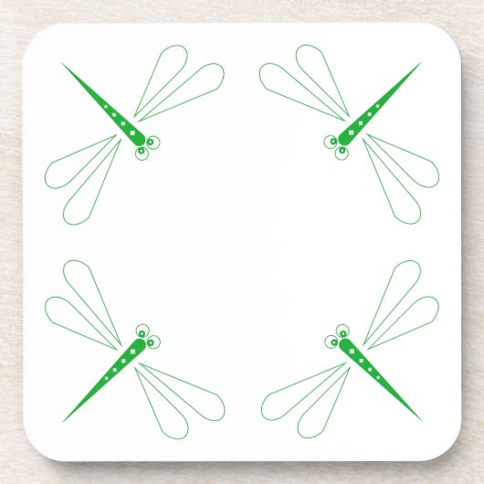 Dragonfly - White Hard Plastic onderzetters - set  (Voorkant)