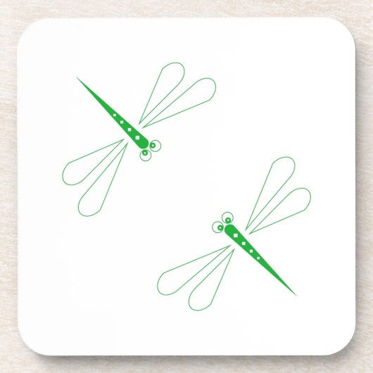 Dragonfly - White Hard Plastic onderzetters - set  (Voorkant)