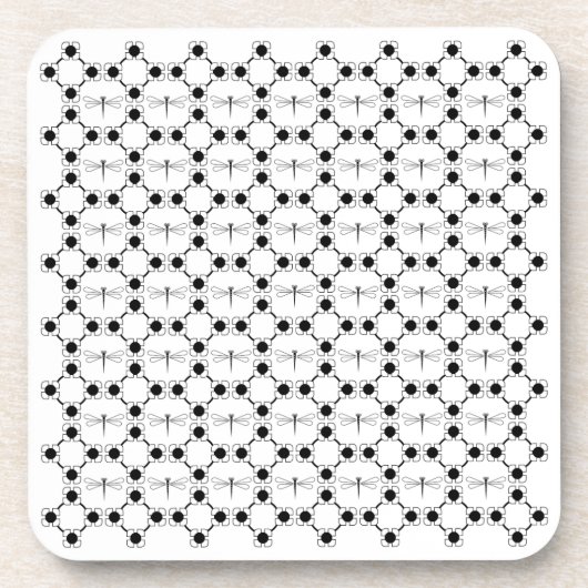 Dragonfly - White Hard Plastic onderzetters - set  (Voorkant)