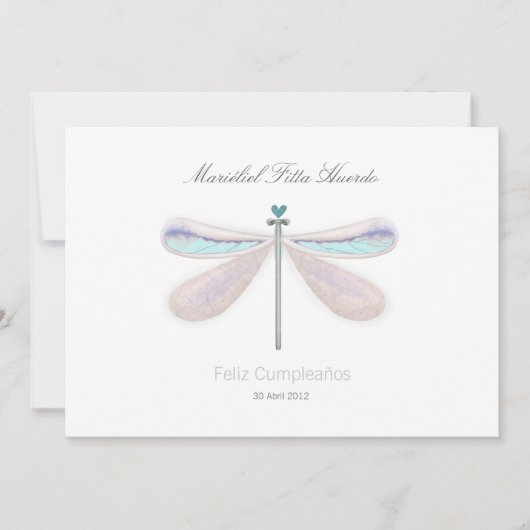Dragonfly white whimsical natuur zomerfeest kaart (Voorkant)