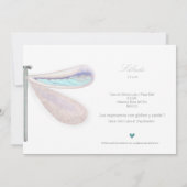 Dragonfly white whimsical natuur zomerfeest kaart (Achterkant)