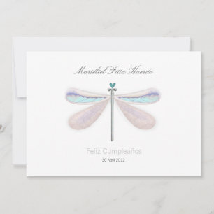 Dragonfly white whimsical natuur zomerfeest kaart