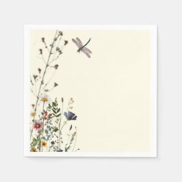Dragonfly Wildflower Boho Baby shower Servet