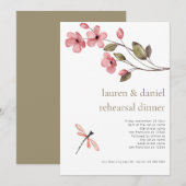 Dragonfly Wildflower bruiloft repetitie diner Kaart (Voorkant / Achterkant)