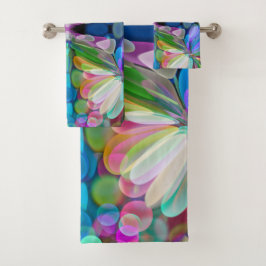 Dragonfly Wildflower Garden Abstract Bloemen Bad Handdoek