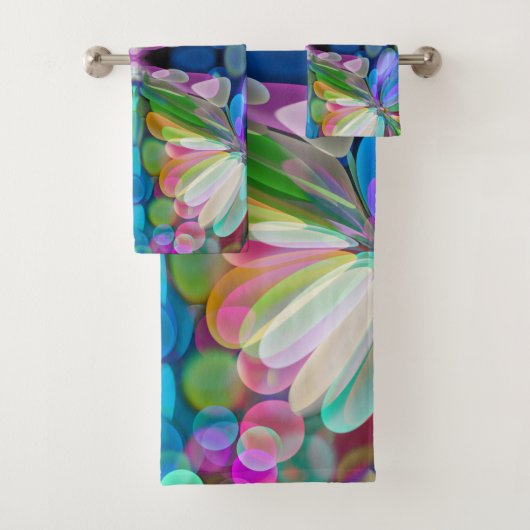 Dragonfly Wildflower Garden Abstract Bloemen Bad Handdoek (Insitu)