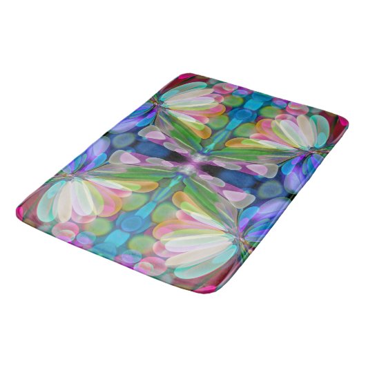 Dragonfly Wildflower Garden Abstract Bloemen Badmat (Gekanteld)