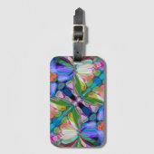 Dragonfly Wildflower Garden Abstract Bloemen Bagagelabel (Voorkant (verticaal))