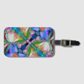 Dragonfly Wildflower Garden Abstract Bloemen Bagagelabel (Voorkant (horizontaal))