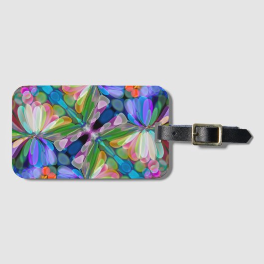 Dragonfly Wildflower Garden Abstract Bloemen Bagagelabel (Voorkant (horizontaal))