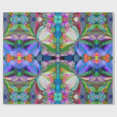 Dragonfly Wildflower Garden Abstract Bloemen Cadeaupapier (Vlak)