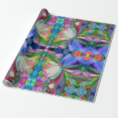Dragonfly Wildflower Garden Abstract Bloemen Cadeaupapier (Uitgerold)