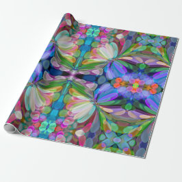 Dragonfly Wildflower Garden Abstract Bloemen Cadeaupapier