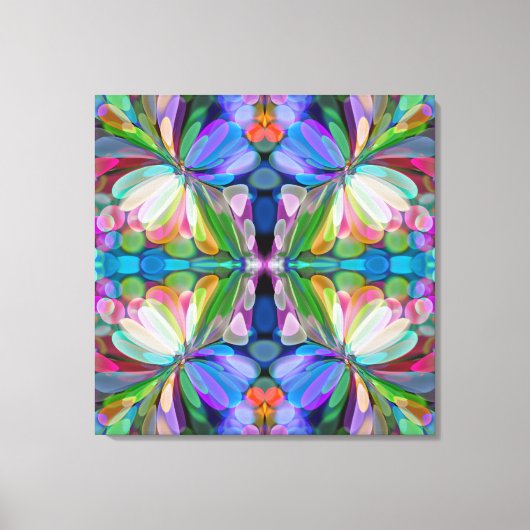 Dragonfly Wildflower Garden Abstract Bloemen Canvas Afdruk (Voorkant)