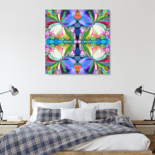 Dragonfly Wildflower Garden Abstract Bloemen Canvas Afdruk (Insitu (Slaapkamer))