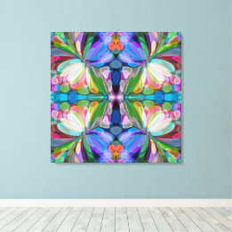 Dragonfly Wildflower Garden Abstract Bloemen Canvas Afdruk