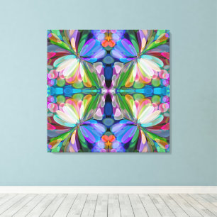 Dragonfly Wildflower Garden Abstract Bloemen Canvas Afdruk