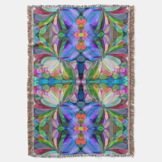 Dragonfly Wildflower Garden Abstract Bloemen Deken (Voorkant Verticaal)