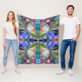 Dragonfly Wildflower Garden Abstract Bloemen Fleece Deken