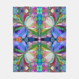 Dragonfly Wildflower Garden Abstract Bloemen Fleece Deken