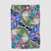 Dragonfly Wildflower Garden Abstract Bloemen Golfhanddoek (Voorkant)