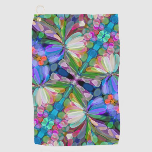 Dragonfly Wildflower Garden Abstract Bloemen Golfhanddoek (Voorkant)