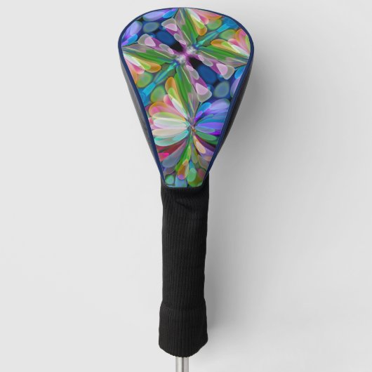 Dragonfly Wildflower Garden Abstract Bloemen Golfheadcover (Voorkant)