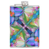 Dragonfly Wildflower Garden Abstract Bloemen Heupfles (Voorkant)