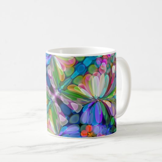 Dragonfly Wildflower Garden Abstract Bloemen Koffiemok (Voorkant rechts)