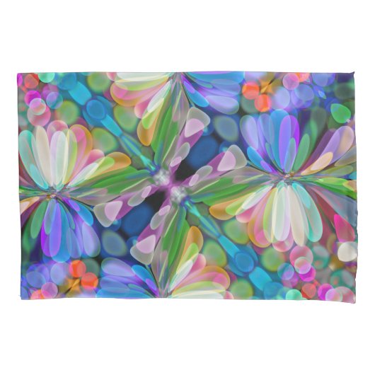 Dragonfly Wildflower Garden Abstract Bloemen Kussensloop (Voorkant-Links)