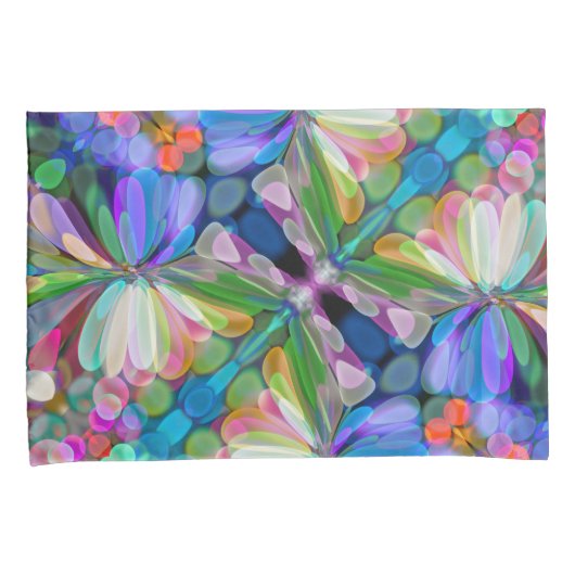 Dragonfly Wildflower Garden Abstract Bloemen Kussensloop (Voorkant-Rechts)