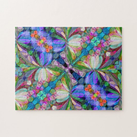 Dragonfly Wildflower Garden Abstract Bloemen Legpuzzel (Horizontaal)