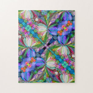 Dragonfly Wildflower Garden Abstract Bloemen Legpuzzel