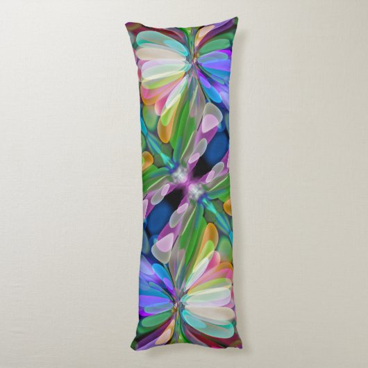 Dragonfly Wildflower Garden Abstract Bloemen Lichaamskussen (Achterkant (Verticaal))