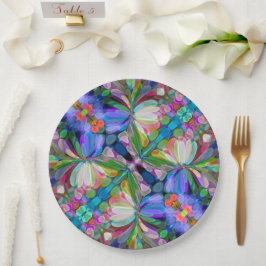 Dragonfly Wildflower Garden Abstract Bloemen Papieren Bordje