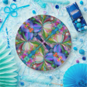 Dragonfly Wildflower Garden Abstract Bloemen Papieren Bordje (Feest)