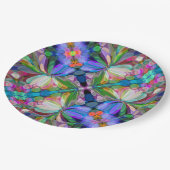 Dragonfly Wildflower Garden Abstract Bloemen Papieren Bordje (Gekanteld)