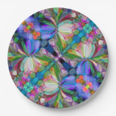 Dragonfly Wildflower Garden Abstract Bloemen Papieren Bordje (Voorkant)