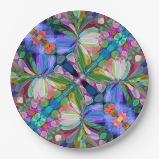 Dragonfly Wildflower Garden Abstract Bloemen Papieren Bordje (Voorkant)