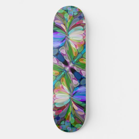 Dragonfly Wildflower Garden Abstract Bloemen Persoonlijk Skateboard (Voorkant)