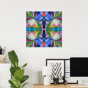 Dragonfly Wildflower Garden Abstract Bloemen Poster