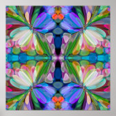 Dragonfly Wildflower Garden Abstract Bloemen Poster (Voorkant)