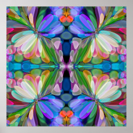 Dragonfly Wildflower Garden Abstract Bloemen Poster