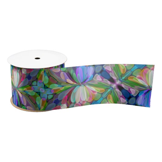 Dragonfly Wildflower Garden Abstract Bloemen Satijnen Lint (Spoel)