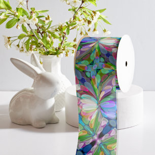 Dragonfly Wildflower Garden Abstract Bloemen Satijnen Lint